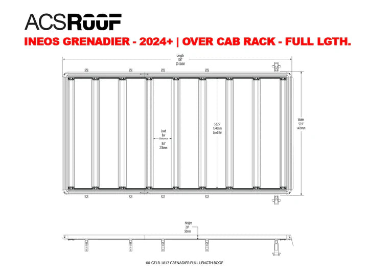 Ineos Grenadier ACS Roof Full Length Platform Rack