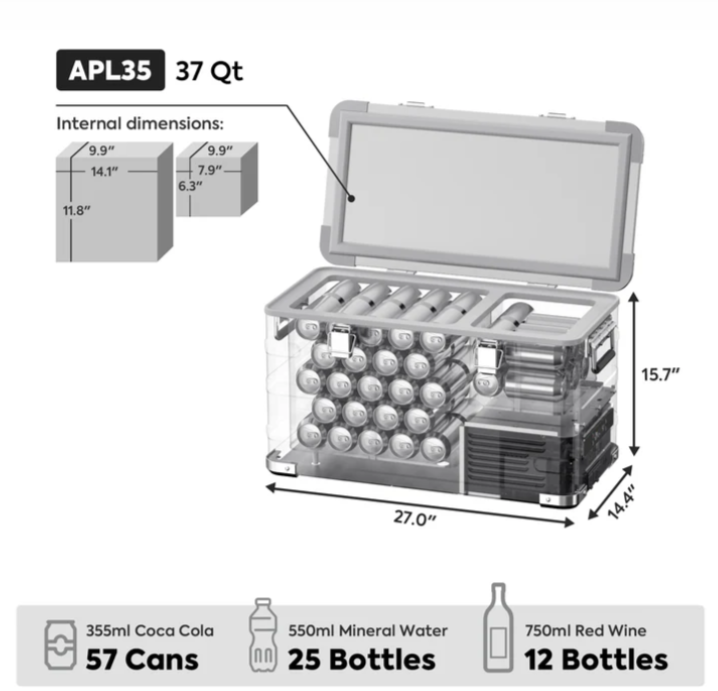 35L APL35 Ultralight Dual Zone Aluminum Freezer