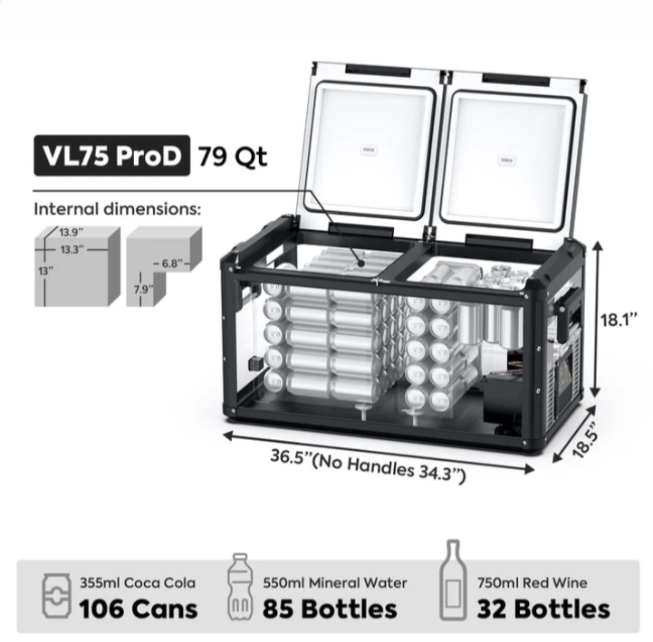 79.2QT VL75ProD 12V Heavy Duty Fridge Freezer